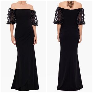 NWT XSCAPE 3D Floral Scuba Crepe Gown (black) - 6
